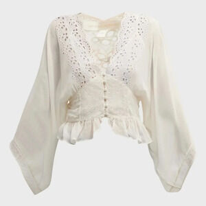 LoveShackFancy Cream Lace Blouse